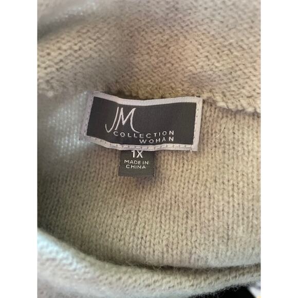 JM Collection‎ Size 1X Women's 100% Wool Sweater Beige Size NWT - Picture 6 of 7